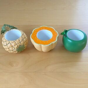 Partylite Fruit Splash Ceramic Votive Tealight Candle Holders Set of 3